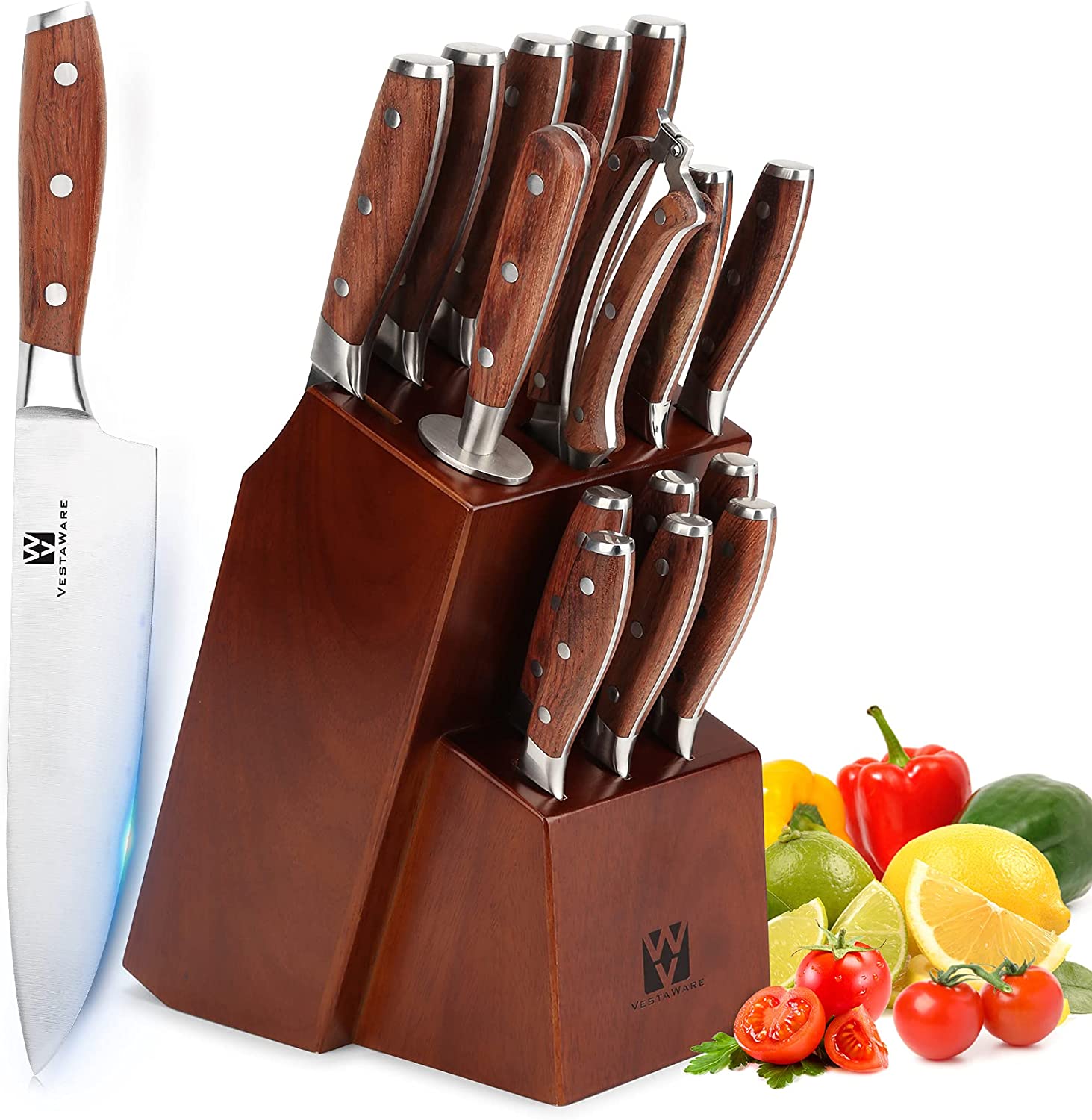 NEW Knife Set, No Rust 16 Pieces Knives Set , Knife Block Set with Easy  Clean